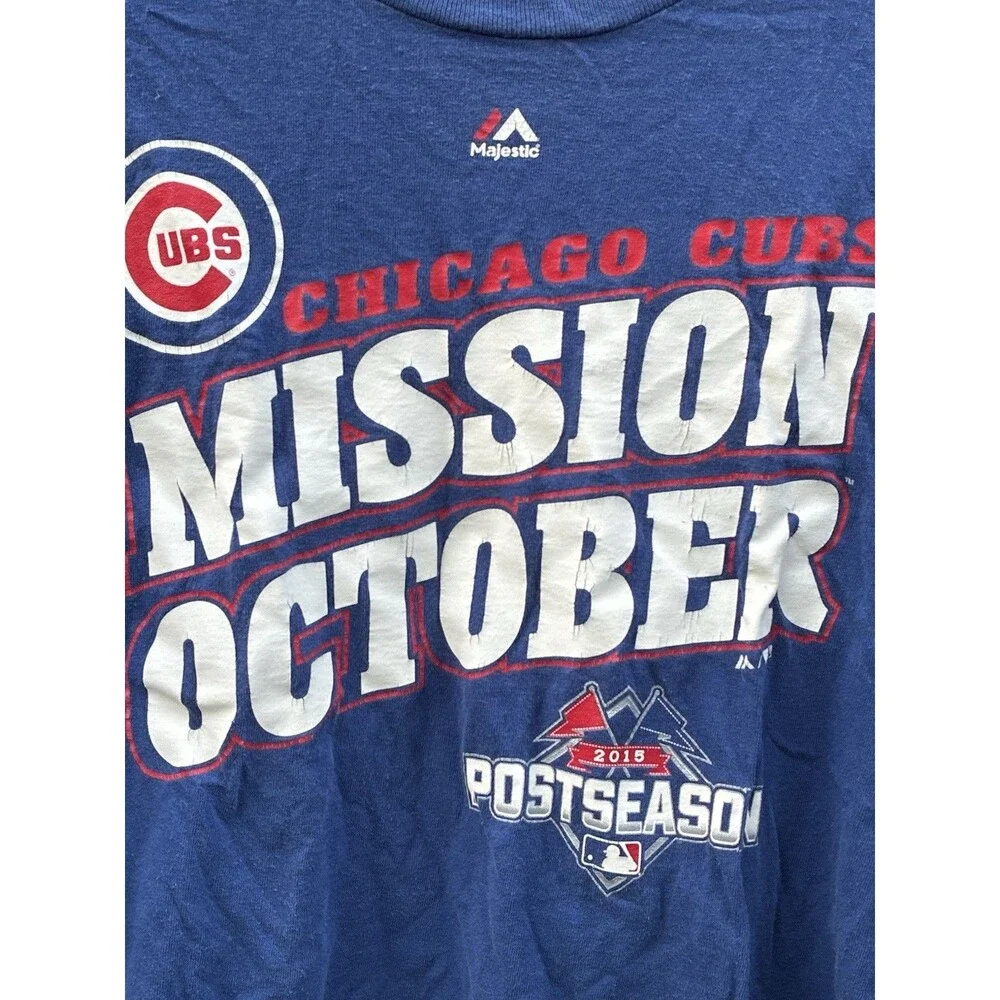 Majestic Chicago Cubs MLB 2015 Postseason Blue XL Shirt Officially Licensed